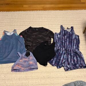 Athleta Girls lot tank top sports bra romper sweatshirt